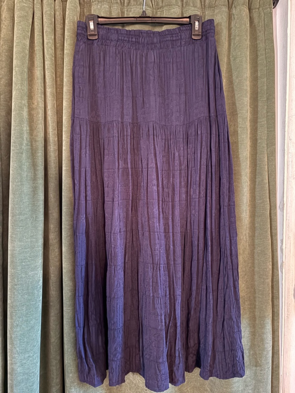 Maeve Tiered Button-Front Maxi Skirt in Deep navy - Picture 3 of 6